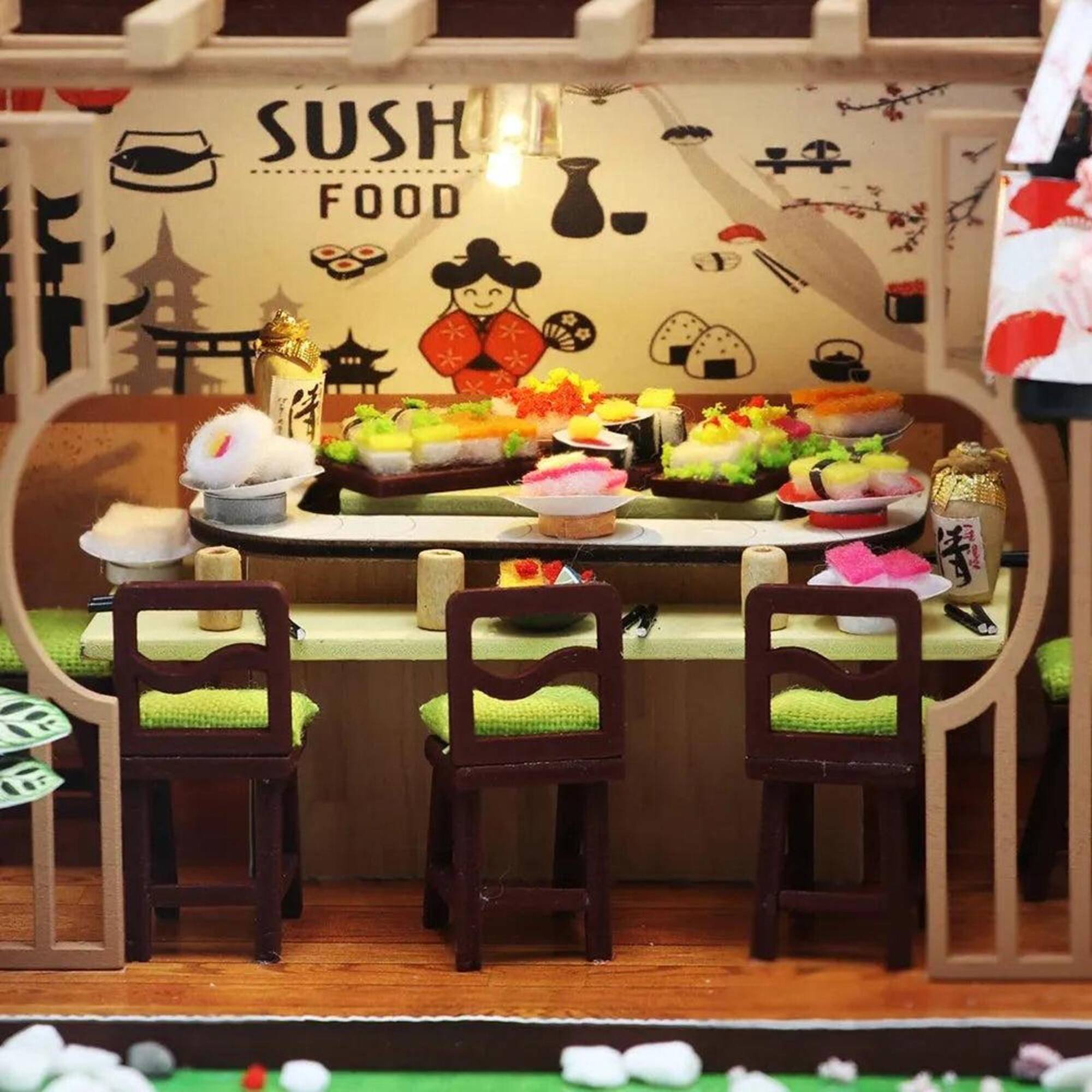 Wizardi Sushi Restaurant Miniature Dollhouse Roombox Kit